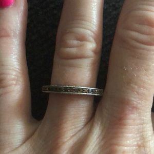 Red diamond sterling silver ring